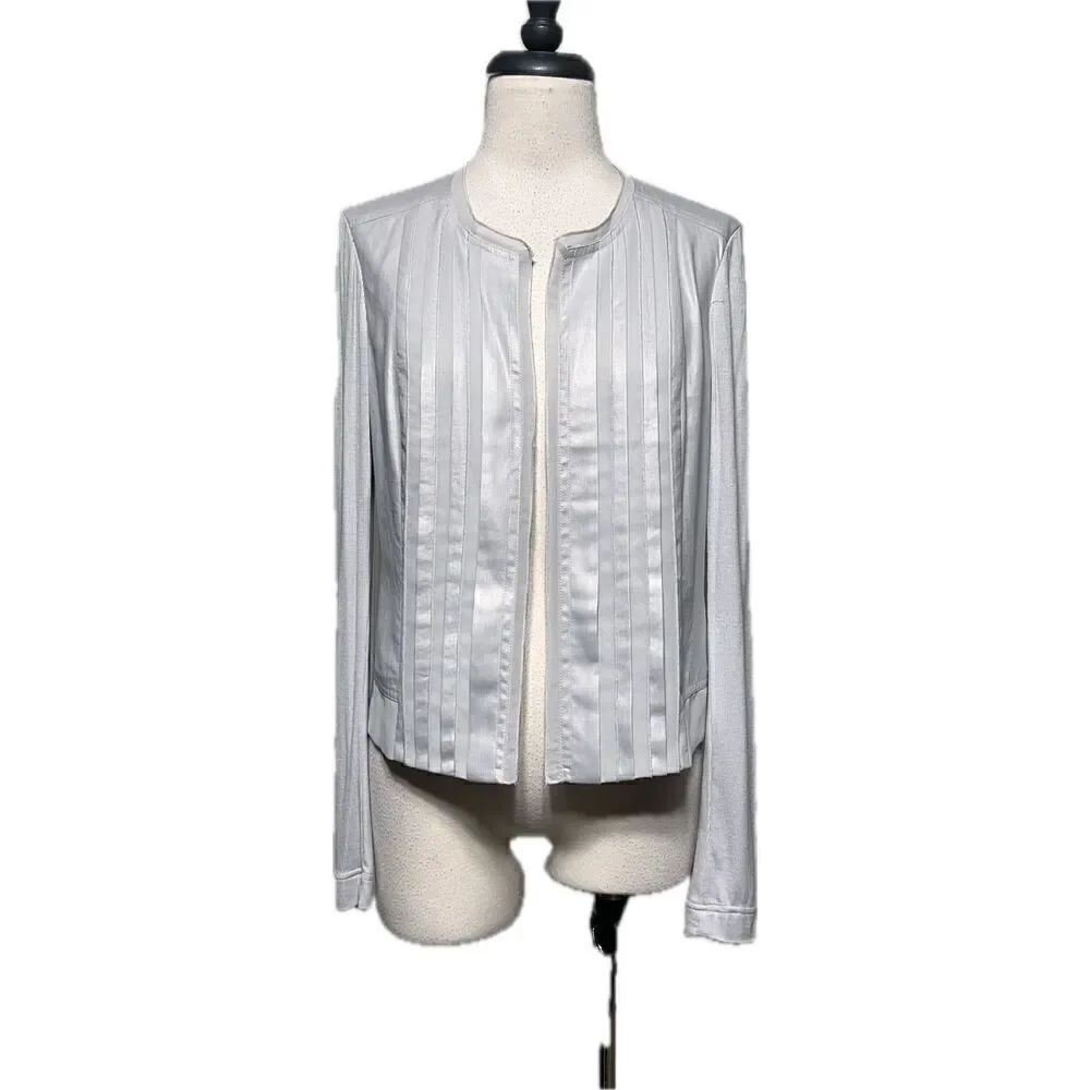 Cache NWT Silver Grey Long Sleeve Silky Jacket Shrug Size 8